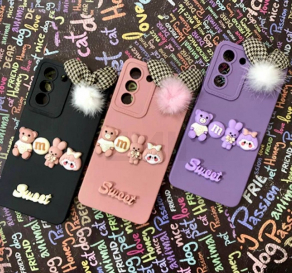 قاب گوشی Galaxy A24 4G سامسونگ طرح سیلیکونی ژله ای سه بعدی برجسته عروسکی محافظ لنز دار