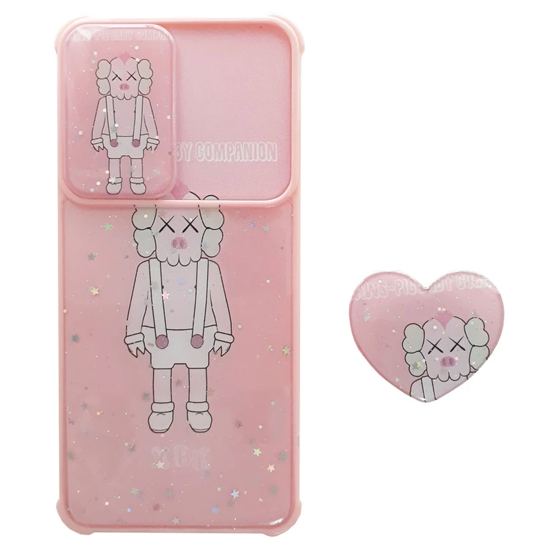 کاور صورتی اکلیلی مناسب برای گوشی موبایل سامسونگ Galaxy A52 به همراه پاپ سوکت