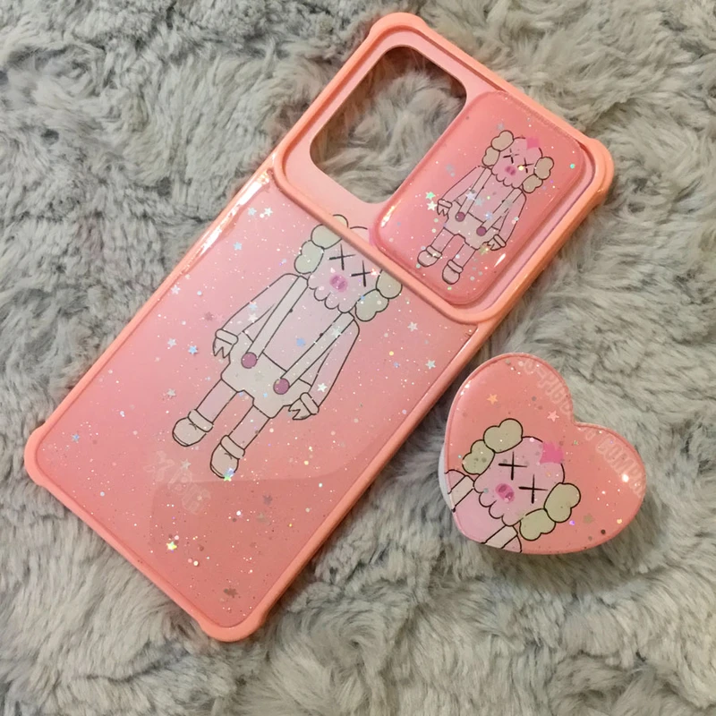 کاور صورتی اکلیلی مناسب برای گوشی موبایل سامسونگ Galaxy A03S به همراه پاپ سوکت