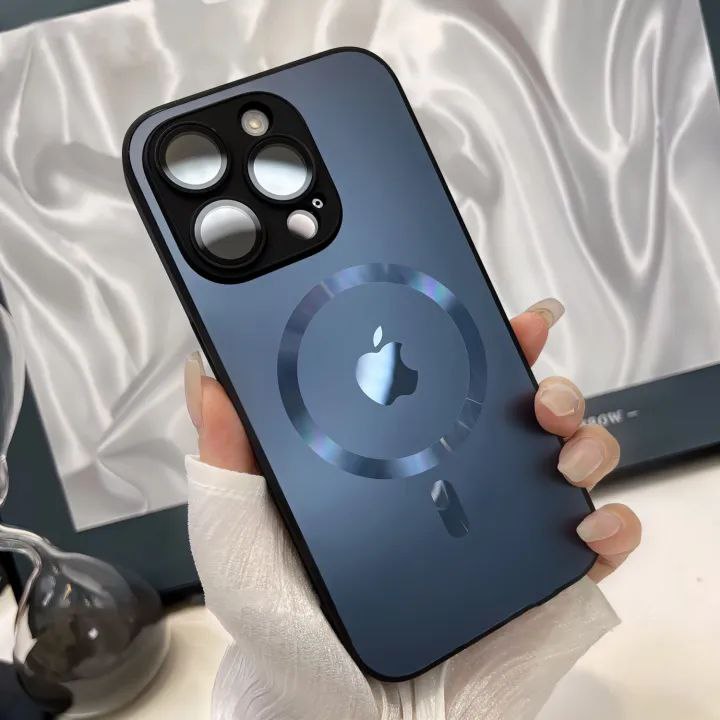 قاب گوشی iPhone 14 Pro Max آیفون AG Glass اورجینال مگ سیف محافظ لنز دار شیشه ای