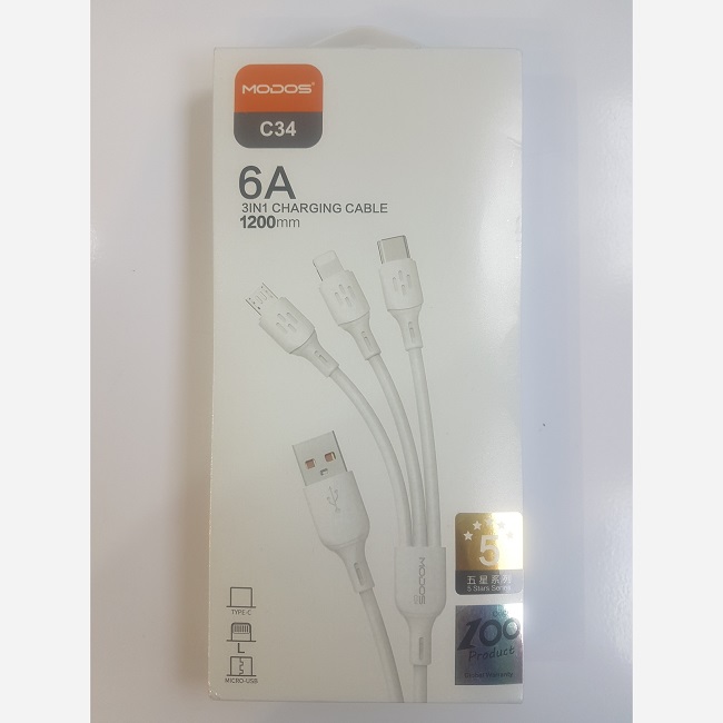 کابل شارژر سه کاره MODOS مدل C34