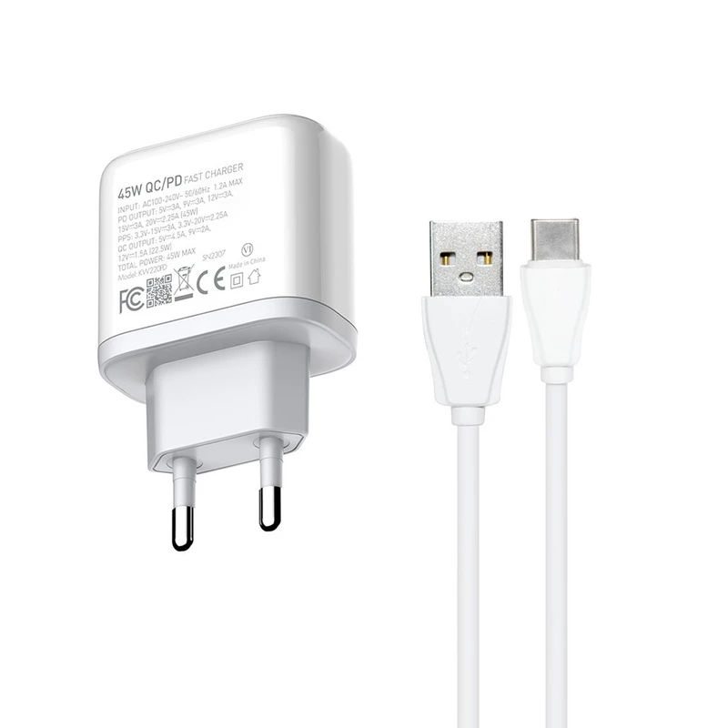 شارژر دیواری 45 وات کینگ استار مدل KW220 PD به همراه کابل USB-C