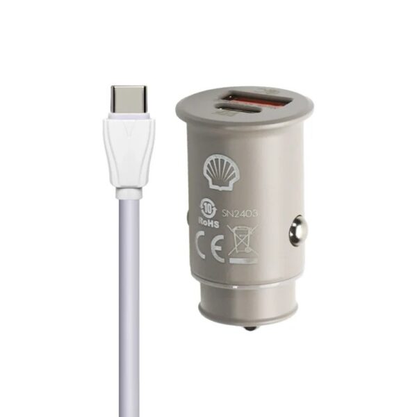 شارژر فندکی 30وات شل مدل CCT006CC به همراه کابل TYPE-C