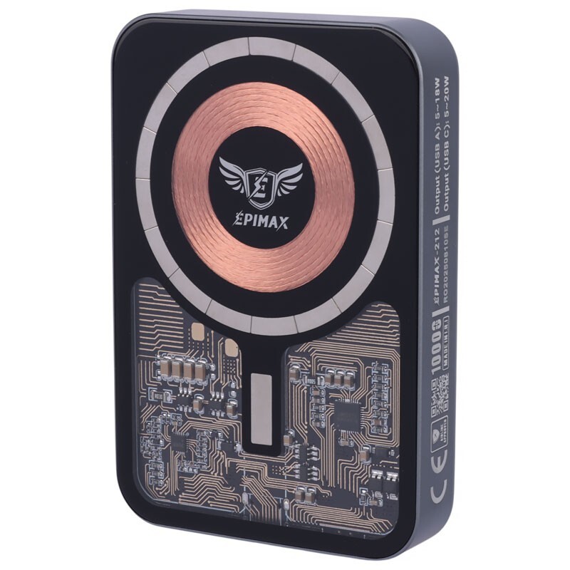 پاور بانک بی سیم فست شارژ اپی مکس EP-212 PD 20W ظرفیت 10000 میلی آمپر ساعت